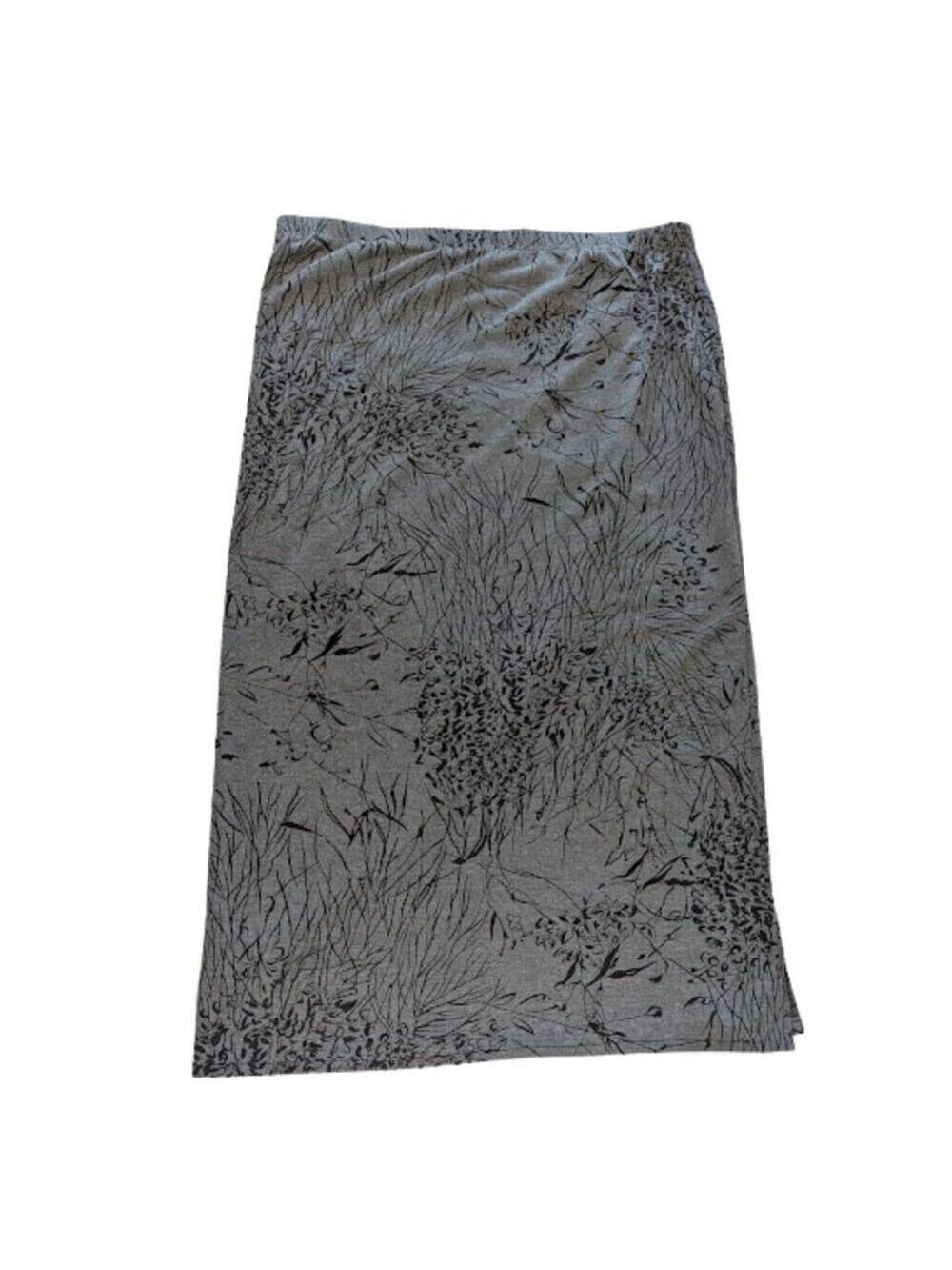 In Due Time Maternity Skirt Heather Grey with Black Floral Stretchy* Sz XL